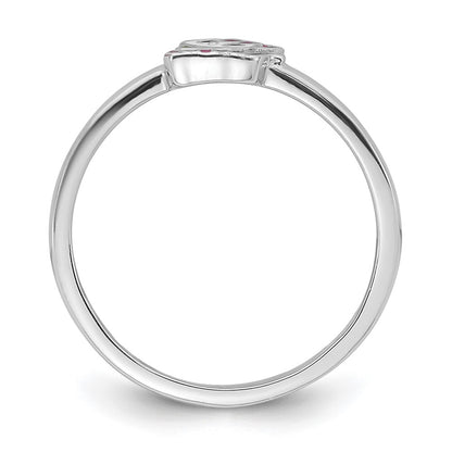 Sterling Silver Rhodium-plated Multi-color Enameled Cat Children's Ring
