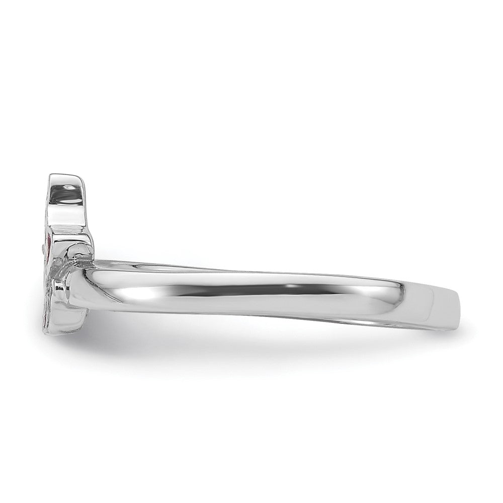 Sterling Silver Rhodium-plated Multi-color Enameled Cat Children's Ring