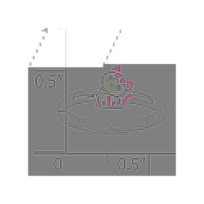 Sterling Silver Rhodium-plated Multi-color Enameled Cat Children's Ring