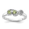 Sterling Silver Rhodium-plated Peridot and CZ Swirl Ring