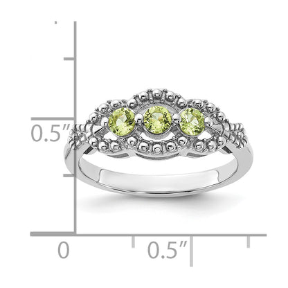 Sterling Silver Rhodium-plated Peridot Ring
