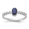 SS Rh-plated  .01Created White Sapphire .56Created Blue Spinel Ring