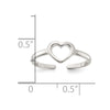 Sterling Silver Polished Heart Toe Ring