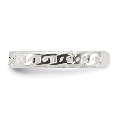 Sterling Silver Polished Arrow/Chain Link/Plain Set of 3 Toe Rings