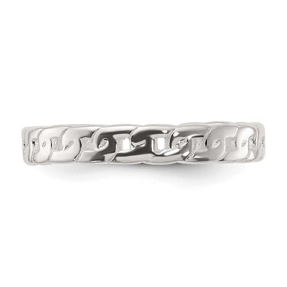 Sterling Silver Polished Arrow/Chain Link/Plain Set of 3 Toe Rings