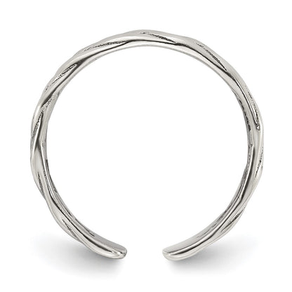 Sterling Silver Polished and Antiqued Set of 2 Toe Rings