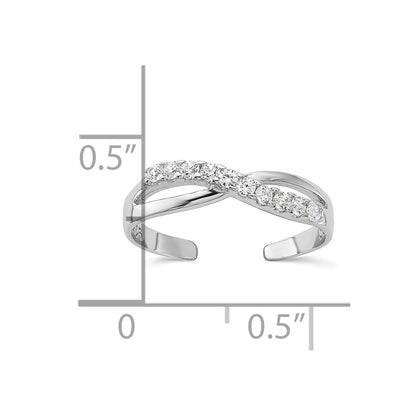 Sterling Silver Rhodium-plated CZ Toe Ring
