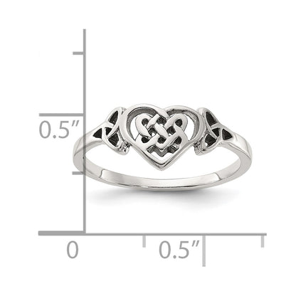 Sterling Silver Antiqued Heart with Celtic Knot Ring