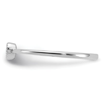 Sterling Silver Rhodium-plated CZ Heart Ring