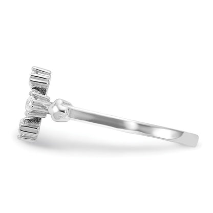 Sterling Silver Flash Platinum-plated CZ Cross Ring