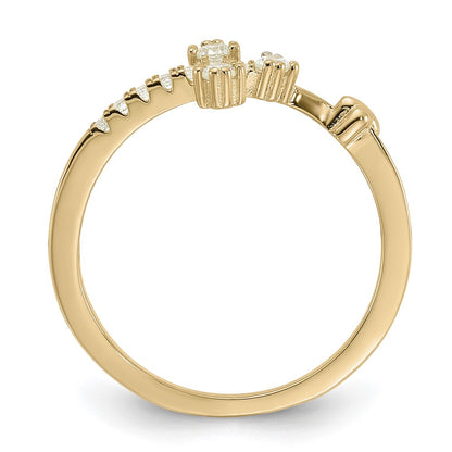 Sterling Silver Gold-tone CZ Cross Ring