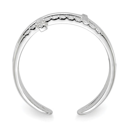 Sterling Silver E-coated CZ Cross Open Back Ring