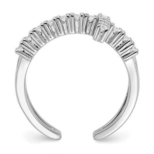 True Fire Sterling Silver Rhodium-plated Double Cross CZ Open Back Ring