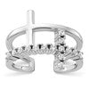 True Fire Sterling Silver Rhodium-plated Double Cross CZ Open Back Ring