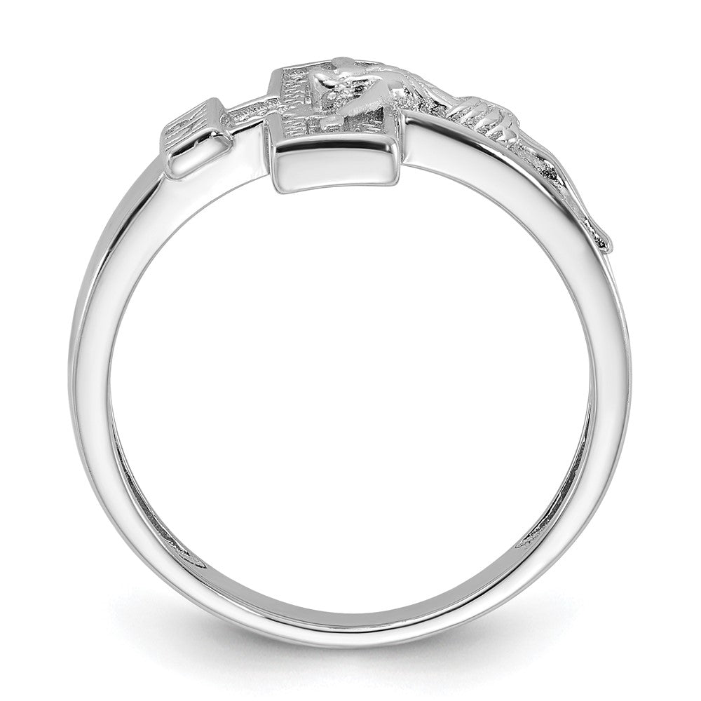 Sterling Silver Rhodium-plated INRI Crucifix Ring