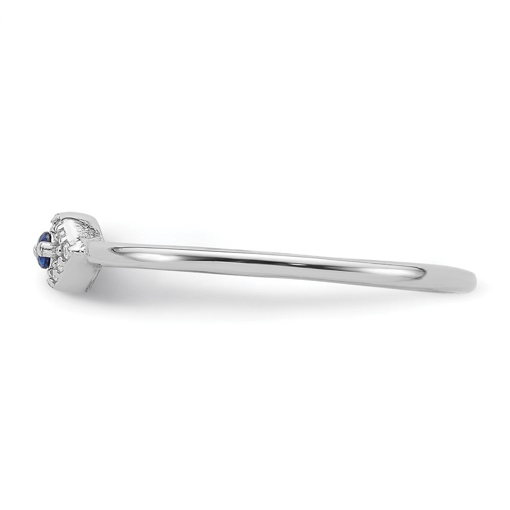 Sterling Silver Rhodium-plated Blue and Clear CZ Evil Eye Ring
