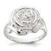 Sterling Silver Polished CZ Flower Rose Ring