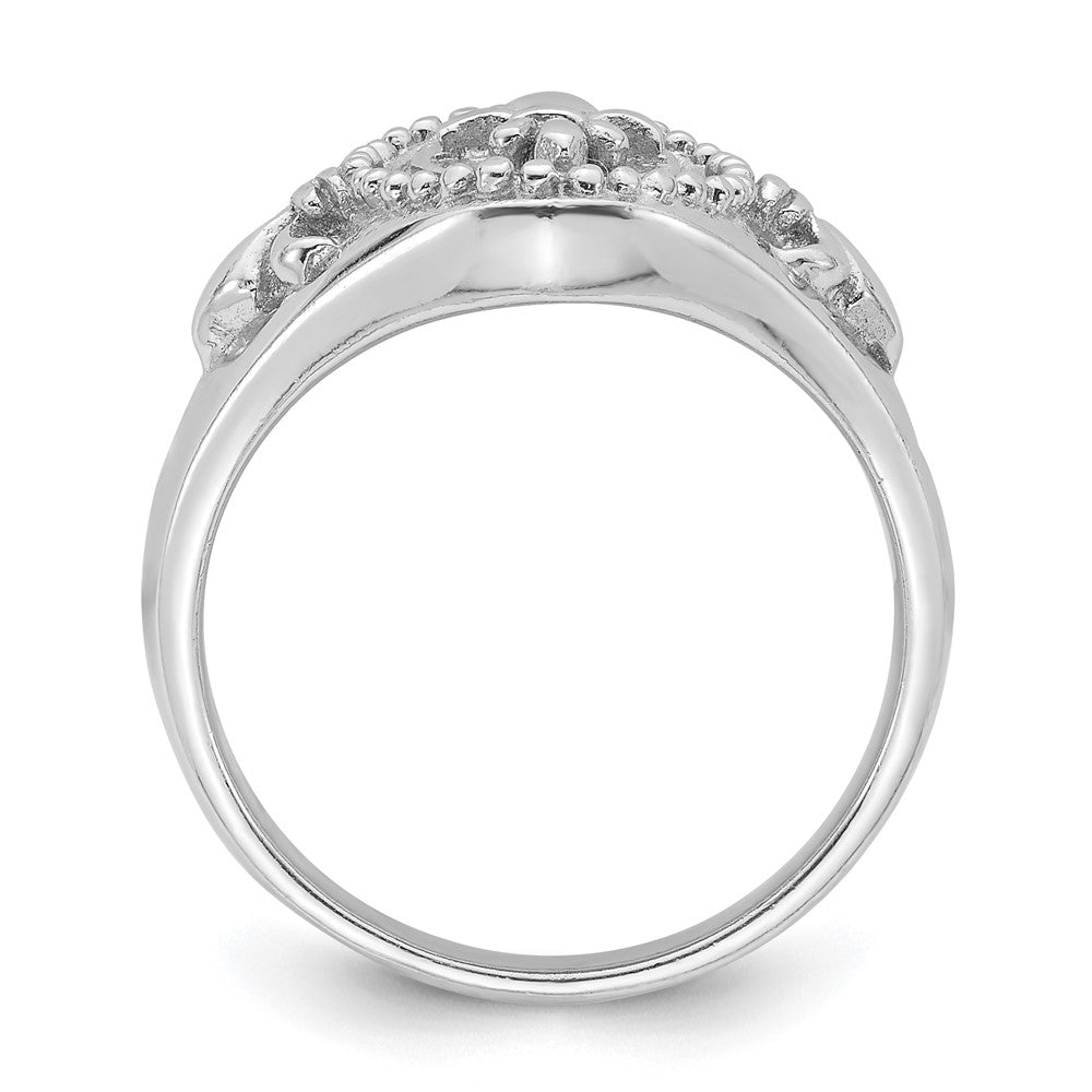 Sterling Silver Rhodium-plated Fleur de Lis Ring