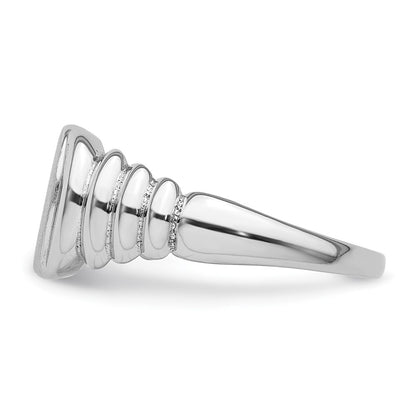 Sterling Silver Rhodium-plated Satin and Polished Signet Ring