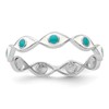 Sterling Silver Rhodium-plated with Enamel Evil Eye Ring