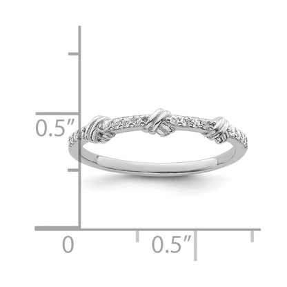Sterling Silver Rhodium-plated Clear CZ Knot Ring