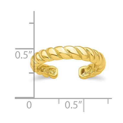 Sterling Silver Flash Gold-plated Textured Twist Adjustable Ring