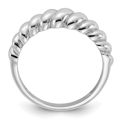 Sterling Silver Rhodium-plated Scalloped Ring