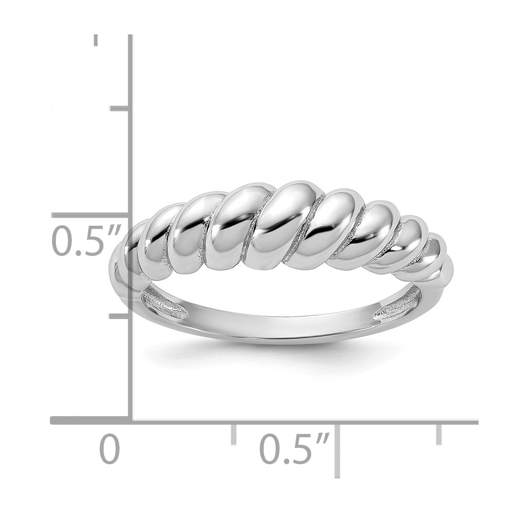 Sterling Silver Rhodium-plated Scalloped Ring