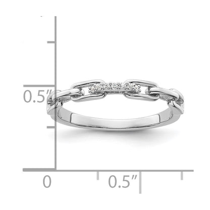 Sterling Silver Rhodium-plated CZ Link Ring