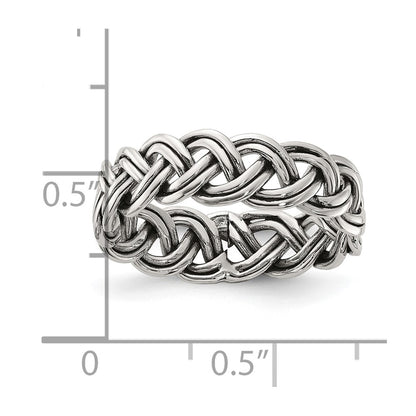 Sterling Silver Oxidize and Polished 6mm Braided Band
