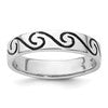 Sterling Silver Rhodium-plated Antiqued Wave Design 4.5mm Band Ring