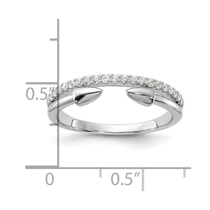Sterling Silver Rhodium-plated CZ with Open Arrow Band