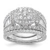 Sterling Silver Rhodium-plated CZ Engagement Ring w/2 Bands 3 Ring Set