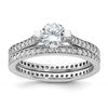 Sterling Silver Rhodium-plated CZ Eternity Engagement Ring and Band Set