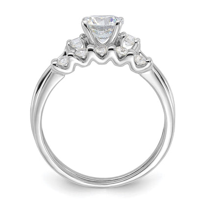 Sterling Silver Rhodium-plated Polished CZ Engagement Ring and Band Set