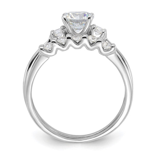 Sterling Silver Rhodium-plated Polished CZ Engagement Ring and Band Set