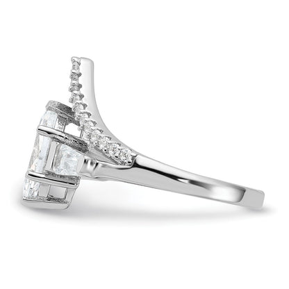 Pure Fire Sterling Silver Rhodium-plated Fancy Marquise CZ Ring