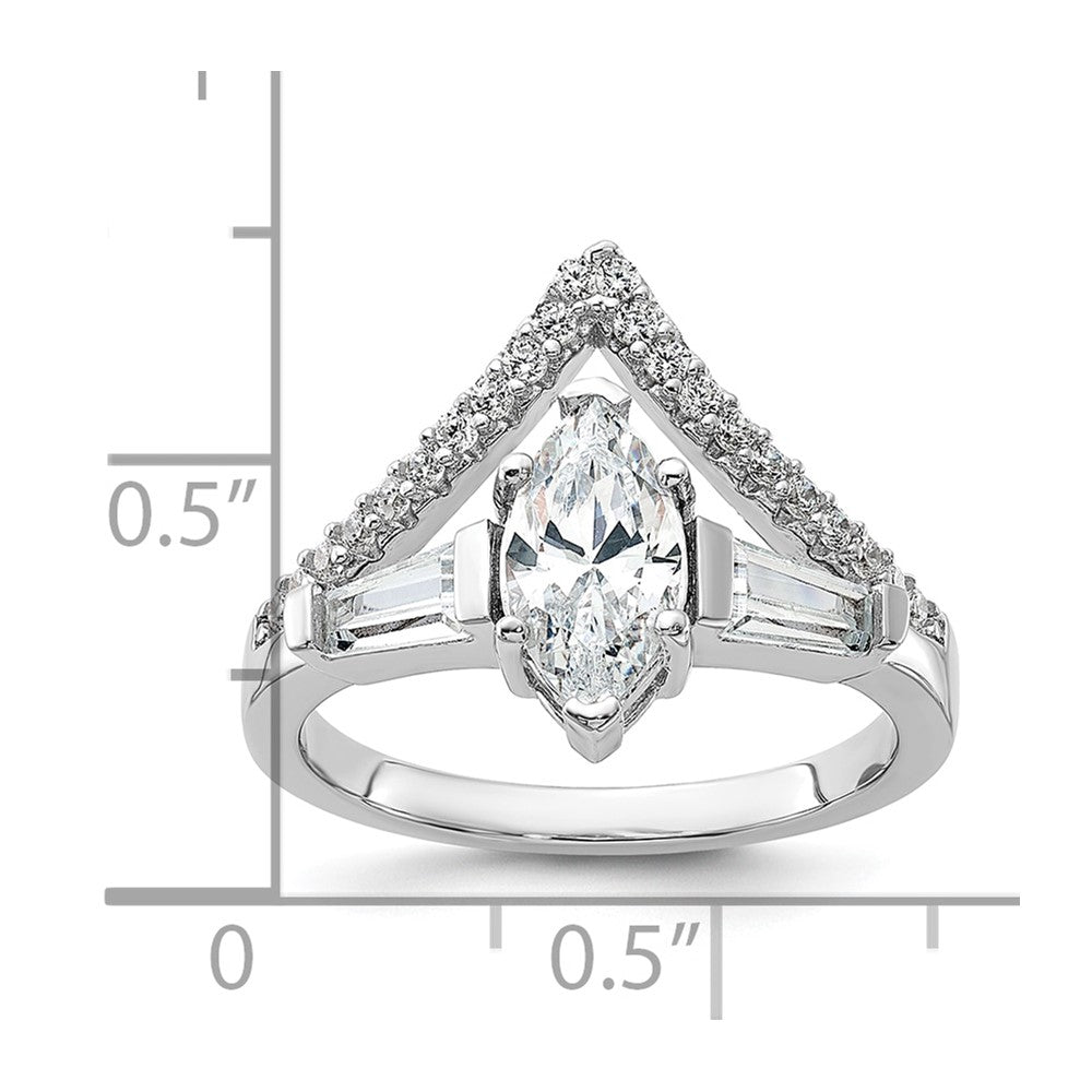 Pure Fire Sterling Silver Rhodium-plated Fancy Marquise CZ Ring