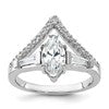 Pure Fire Sterling Silver Rhodium-plated Fancy Marquise CZ Ring
