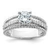 Sterling Silver Rhodium-plated Fancy Engagement CZ Ring