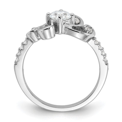 Pure Fire Sterling Silver Rhodium-plated Fancy CZ Ring