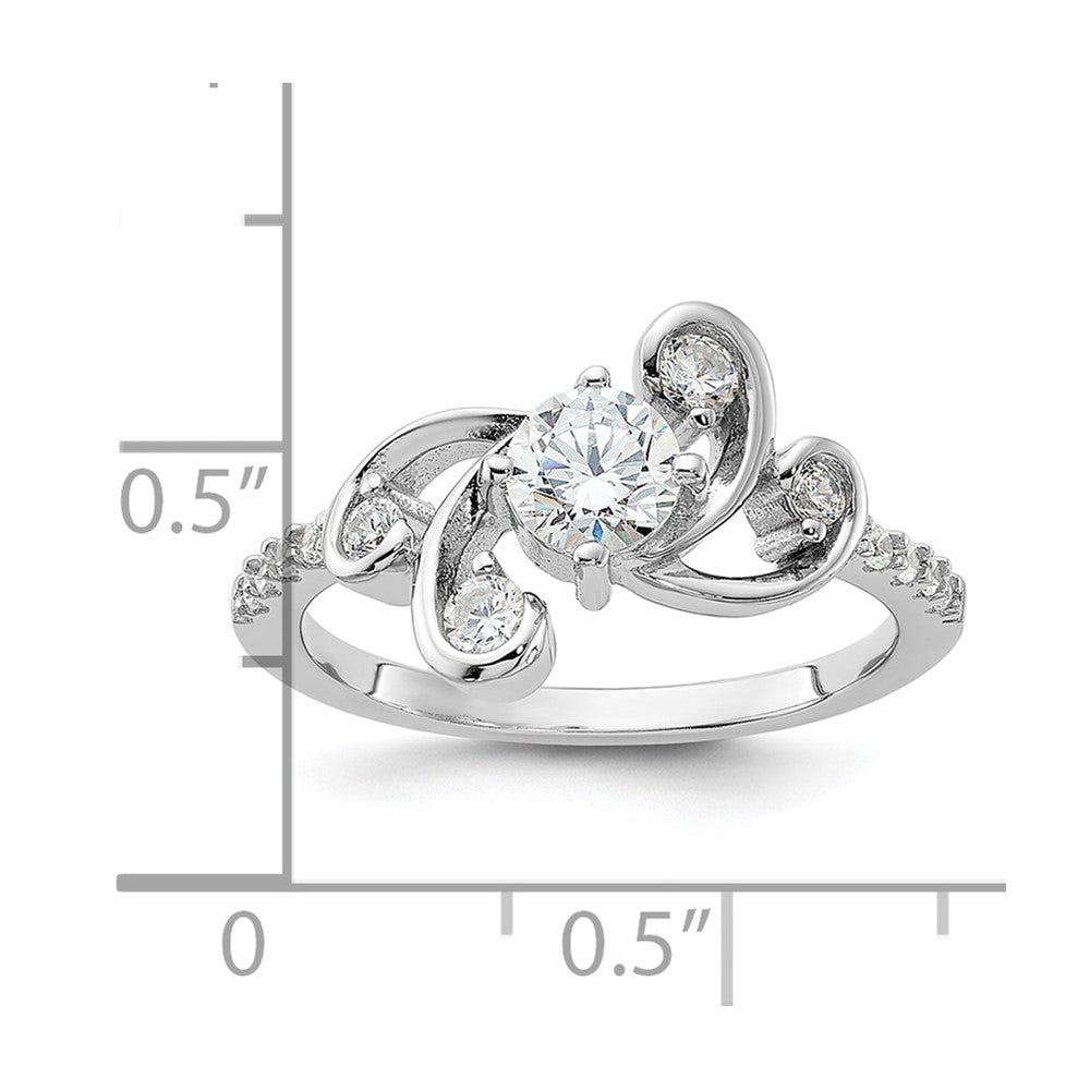 Pure Fire Sterling Silver Rhod-plated Fancy CZ Ring