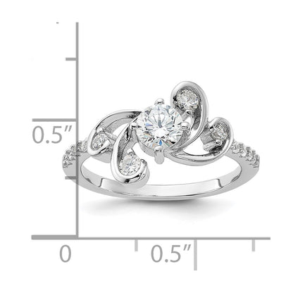 Pure Fire Sterling Silver Rhod-plated Fancy CZ Ring