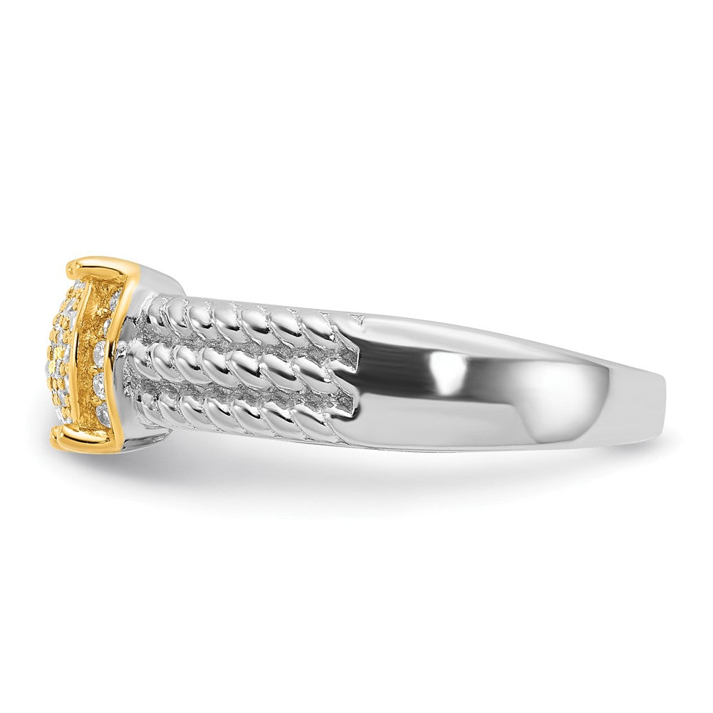 Sterling Silver Rhodium/Gold-tone Pav CZ Ring