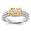 Sterling Silver Rhodium/Gold-tone Pav CZ Ring