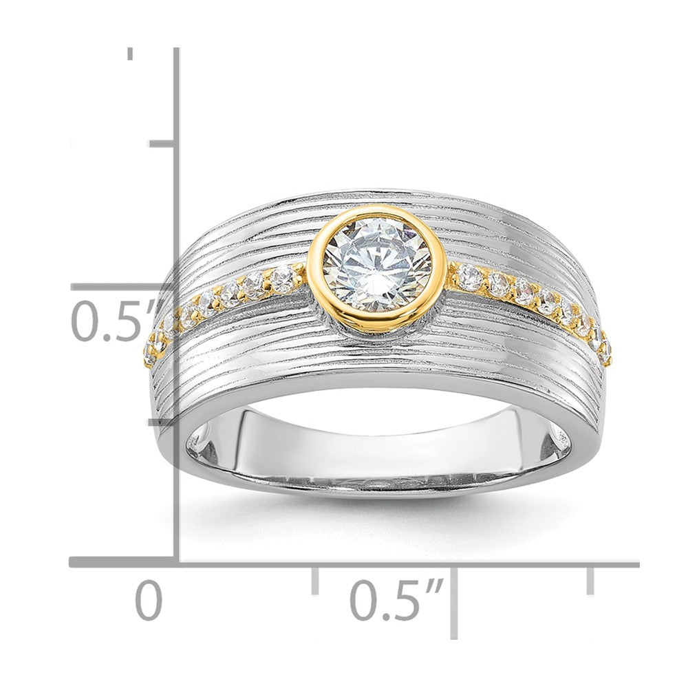 Sterling Silver Rhodium/Gold-tone CZ Ring