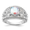 Sterling Silver Rhodium-plated Clear and Iridescent CZ Ring