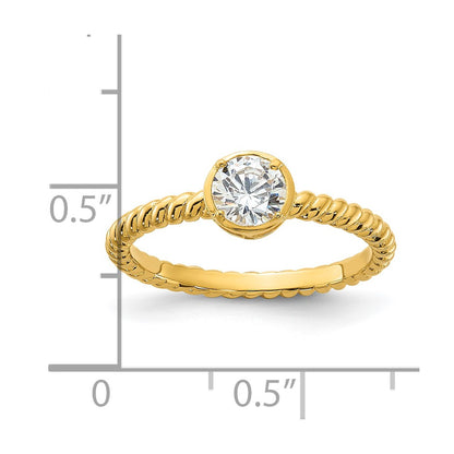Sterling Silver Gold-tone CZ Twisted Ring