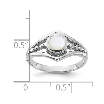 Sterling Silver Rhodium-Plated Polished Mother of Pearl Ring
