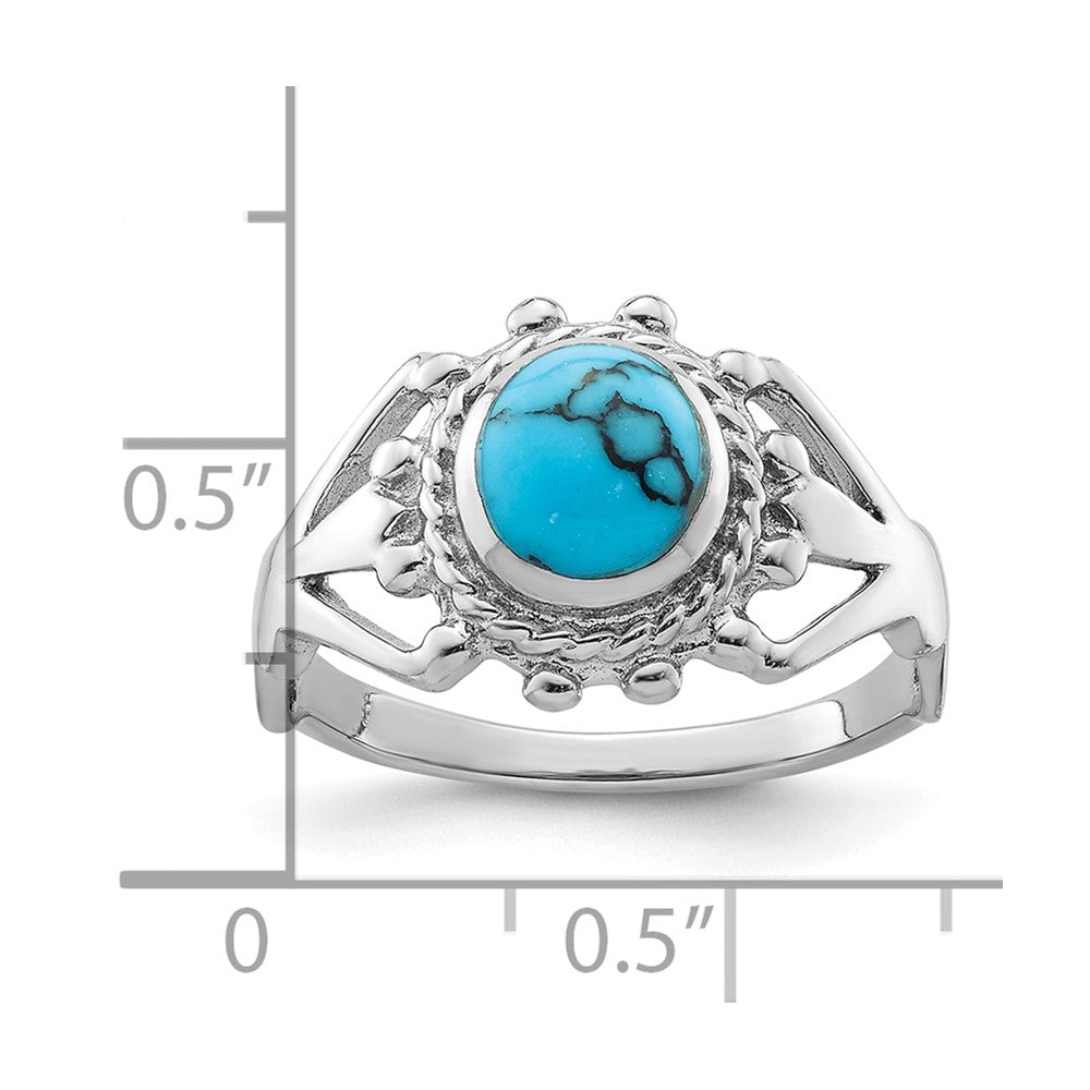 Sterling Silver Rhodium-plated Reconstituted Turquoise Ring